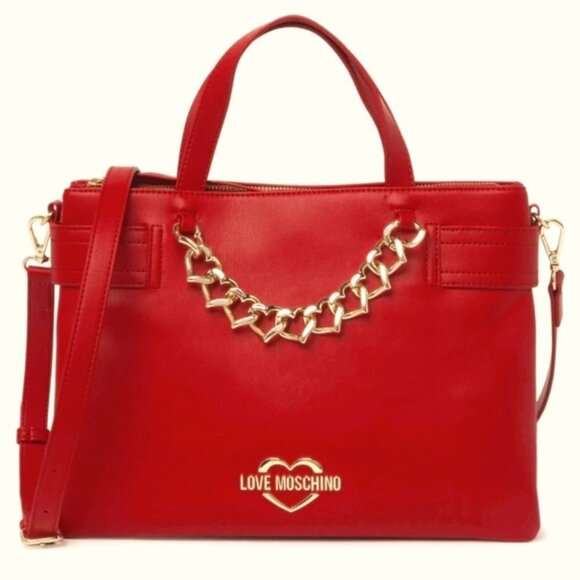 LOVE MOSCHINO BORSA PU ROSSO SATCHEL BAG - Picture 2 of 15